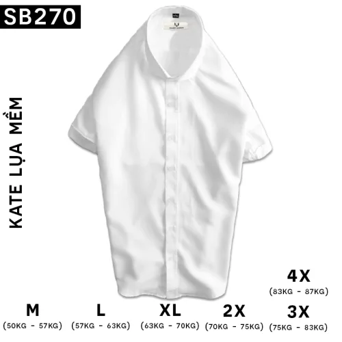 Áo sơ mi công sở nam vải Kate lụa, tay ngắn, có size 4x