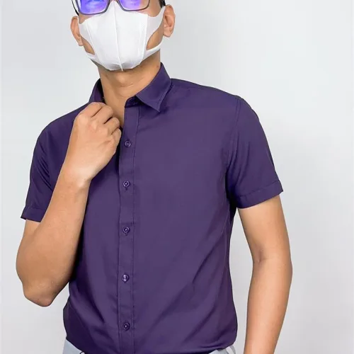 Áo sơ mi công sở nam vải Kate lụa, tay ngắn, có size 4x