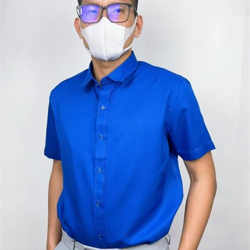 Áo sơ mi công sở nam vải Kate lụa, tay ngắn, có size 4x