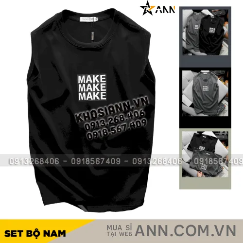 Áo ba lỗ nam Pack Horse in chữ MAKE, mã AB517