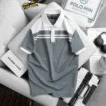 Áo thun cổ bẻ cao cấp với 2 sọc phối trước ngực, có size 3XL