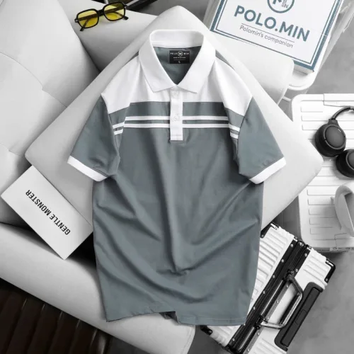 Áo thun cổ bẻ cao cấp với 2 sọc phối trước ngực, có size 3XL