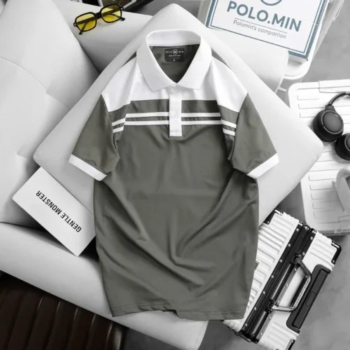 Áo thun cổ bẻ cao cấp với 2 sọc phối trước ngực, có size 3XL