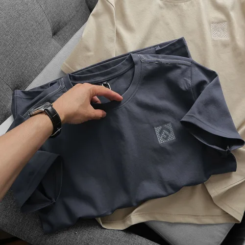 Áo Thun Nam Cổ Tròn Thêu Logo Trước Ngực, Size 3x