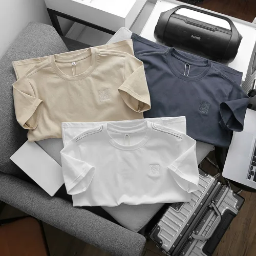 Áo Thun Nam Cổ Tròn Thêu Logo Trước Ngực, Size 3x