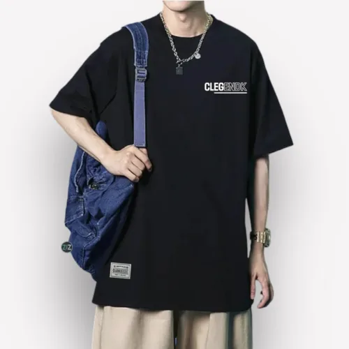 Áo thun CLEGENDK oversize cổ tròn in chữ