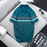 Áo thun cotton cổ bẻ sọc ngang AS017