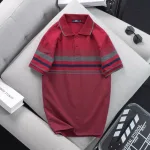 Áo thun cotton cổ bẻ sọc ngang AS017