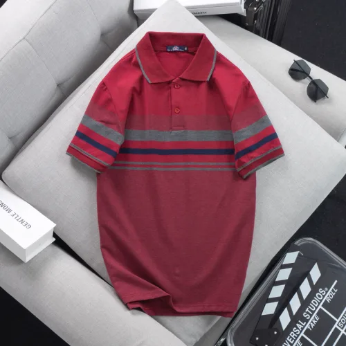 Áo thun cotton cổ bẻ sọc ngang AS017
