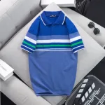 Áo thun cotton cổ bẻ sọc ngang AS017