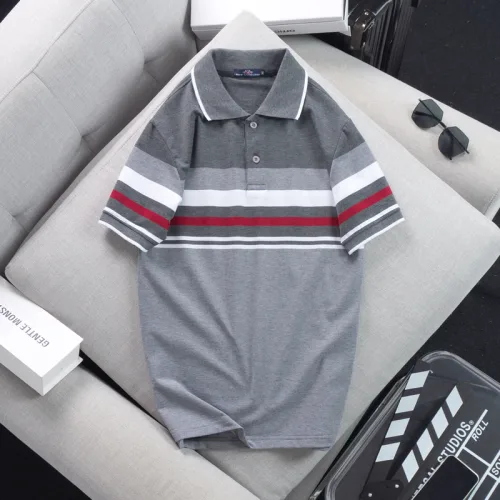 Áo thun cotton cổ bẻ sọc ngang AS017