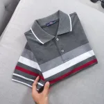Áo thun cotton cổ bẻ sọc ngang AS017