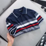 Áo thun cotton cổ bẻ sọc ngang AS017