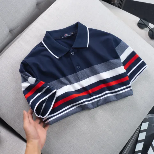 Áo polo nam thun cotton cổ bẻ sọc