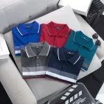 Áo thun cotton cổ bẻ sọc ngang AS017