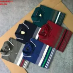 Áo thun cotton cổ bẻ sọc ngang AS017