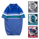 Áo thun cotton cổ bẻ sọc ngang AS017