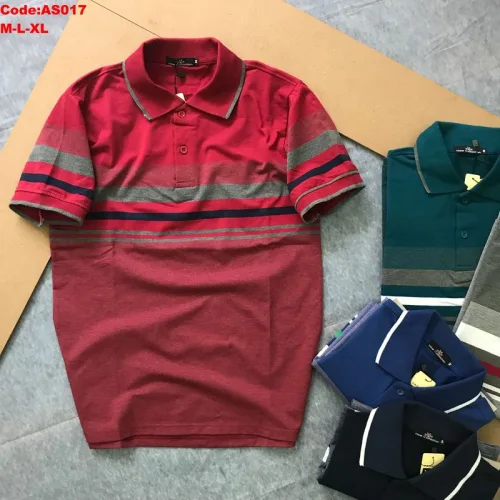 Áo polo nam thun cotton cổ bẻ sọc