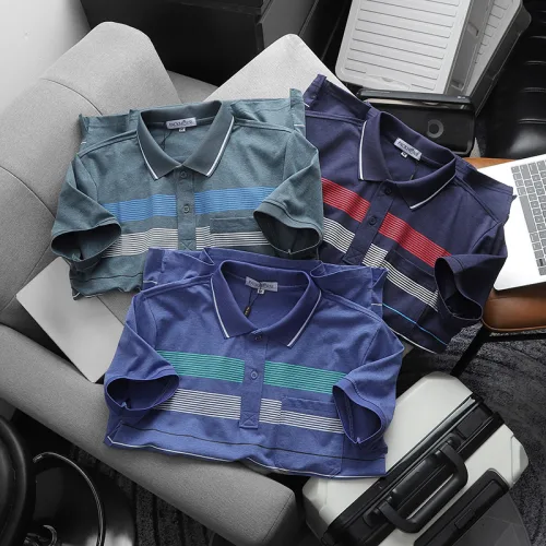 Áo Thun Nam Cổ Bẻ Túi Ngực Sọc Ngang In Dẻo Size 3X