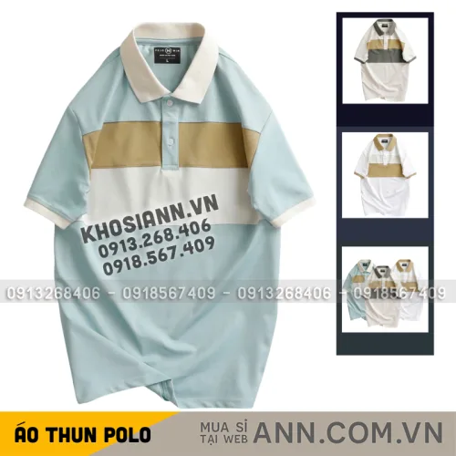 Chuyên sỉ áo Thun Nam Cổ Bẻ Họa Tiết Hai Sọc Viền Bo Tay Áo Bền Đẹp (Có Size 3XL)