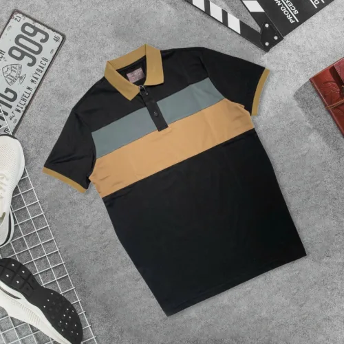 Chuyên sỉ áo Thun Nam Cổ Bẻ Họa Tiết Hai Sọc Viền Bo Tay Áo Bền Đẹp (Có Size 3XL)
