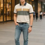 Chuyên sỉ áo Thun Nam Cổ Bẻ Họa Tiết Hai Sọc Viền Bo Tay Áo Bền Đẹp (Có Size 3XL)