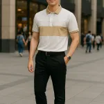 Chuyên sỉ áo Thun Nam Cổ Bẻ Họa Tiết Hai Sọc Viền Bo Tay Áo Bền Đẹp (Có Size 3XL)