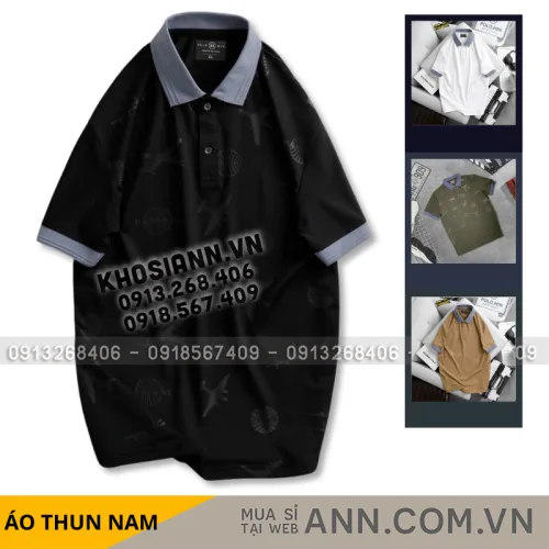 Áo thun nam cổ bẻ in họa tiết máy bay, size 3XL
