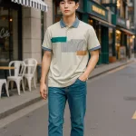 Áo thun nam sọc dọc, cổ bẻ phối viền bo tay áo, có size 3XL