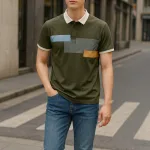 Áo thun nam sọc dọc, cổ bẻ phối viền bo tay áo, có size 3XL