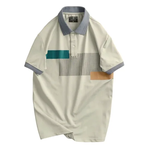 Áo thun nam sọc dọc, cổ bẻ phối viền bo tay áo, có size 3XL