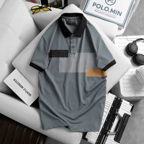Áo thun nam sọc dọc, cổ bẻ phối viền bo tay áo, có size 3XL