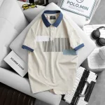Áo thun nam sọc dọc, cổ bẻ phối viền bo tay áo, có size 3XL