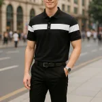 Shop sỉ áo Thun Nam Cổ Bẻ Họa Tiết Sọc Ngang Trước Ngực Bền Đẹp (Có Size 3XL)