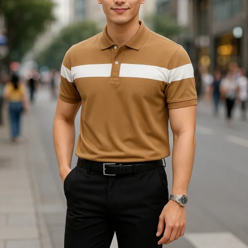 Shop sỉ áo Thun Nam Cổ Bẻ Họa Tiết Sọc Ngang Trước Ngực Bền Đẹp (Có Size 3XL)