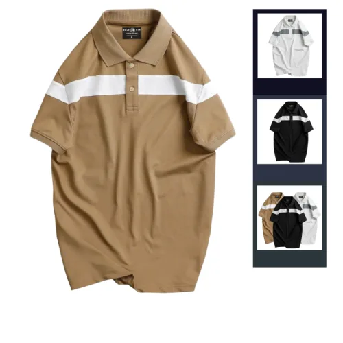 Shop sỉ áo Thun Nam Cổ Bẻ Họa Tiết Sọc Ngang Trước Ngực Bền Đẹp (Có Size 3XL)