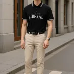 Áo Polo Nam Big Size In Chữ, Cổ Bẻ Phối Sọc Viền