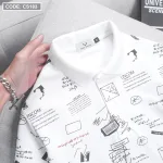 Áo thun nam cổ bẻ họa tiết in, có size 3XL - CS183