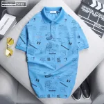 Áo thun nam cổ bẻ họa tiết in, có size 3XL - CS183