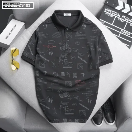 Áo thun nam cổ bẻ họa tiết in, có size 3XL - CS183