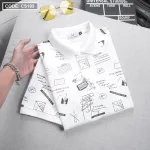 Áo thun nam cổ bẻ họa tiết in, có size 3XL - CS183
