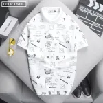 Áo thun nam cổ bẻ họa tiết in, có size 3XL - CS183
