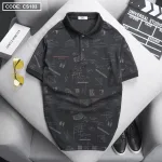 Áo thun nam cổ bẻ họa tiết in, có size 3XL - CS183