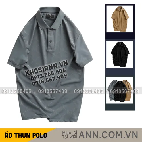 Áo thun nam cổ bẻ họa tiết in, hỗ trợ size 3XL