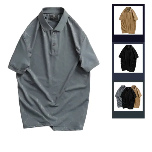 Áo thun nam cổ bẻ họa tiết in, hỗ trợ size 3XL