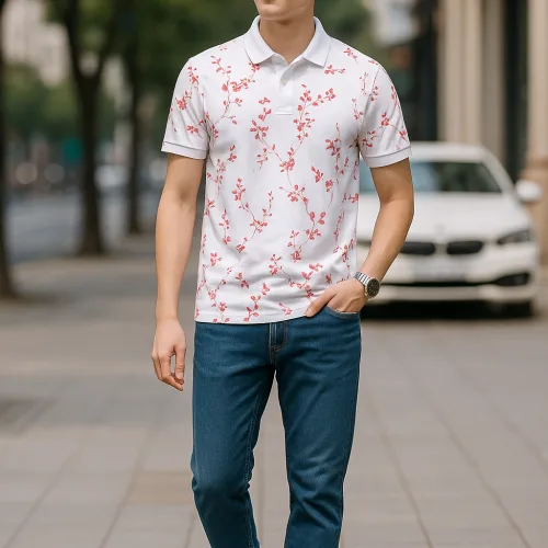 Áo Polo Nam Big Size In Họa Tiết Lá Nổi Bật