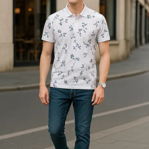 Áo Polo Nam Big Size In Họa Tiết Lá Nổi Bật