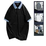 Áo thun nam cổ bẻ họa tiết độc đáo, size 3XL