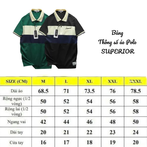 Áo thun nam Pack Horse cổ bẻ, thêu logo Superior trước ngực, size 3X