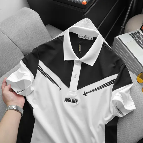Áo thun nam Pack Horse cổ bẻ thêu nổi chữ Airline size 3x